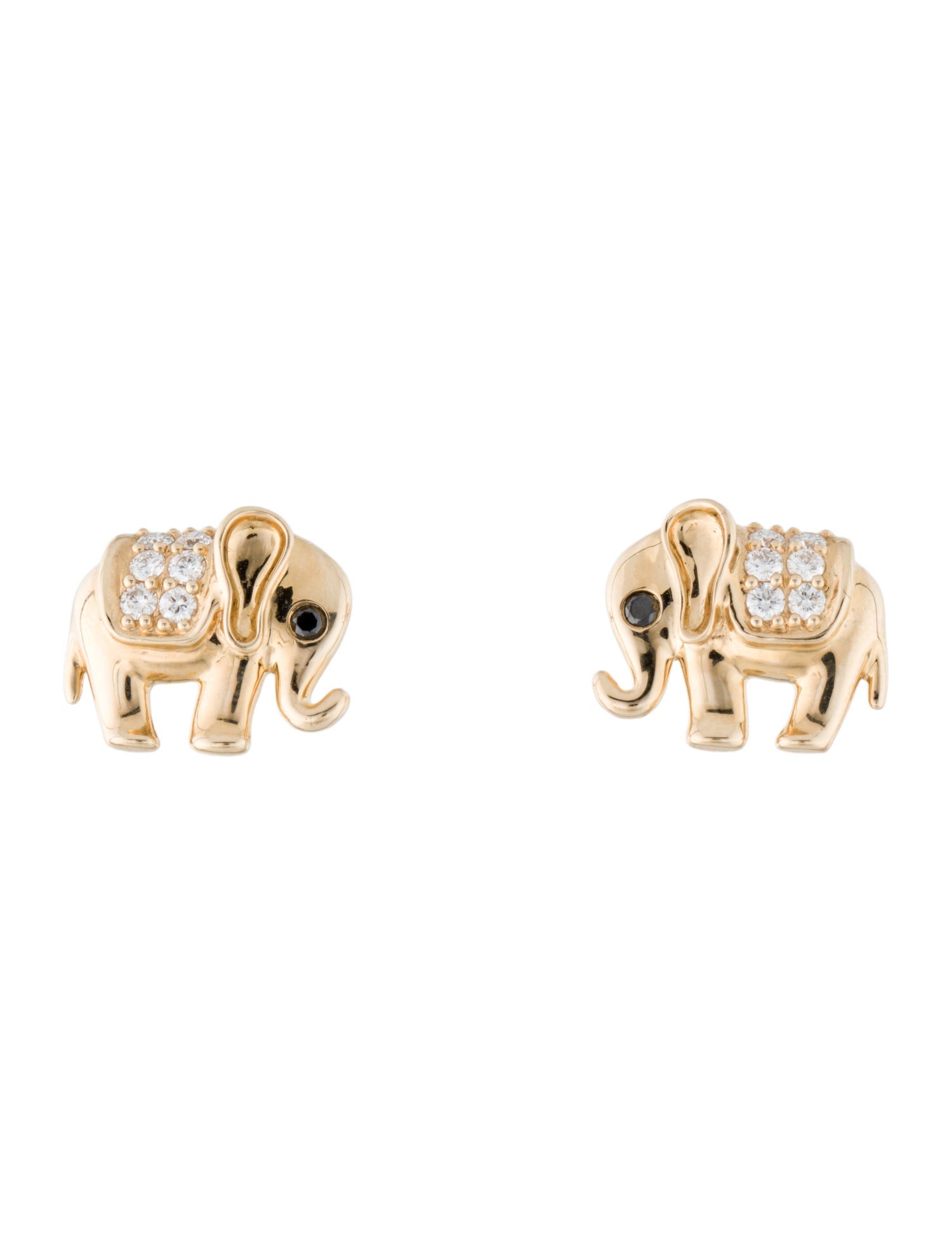 Earrings 14K Diamond Elephant Stud Earrings