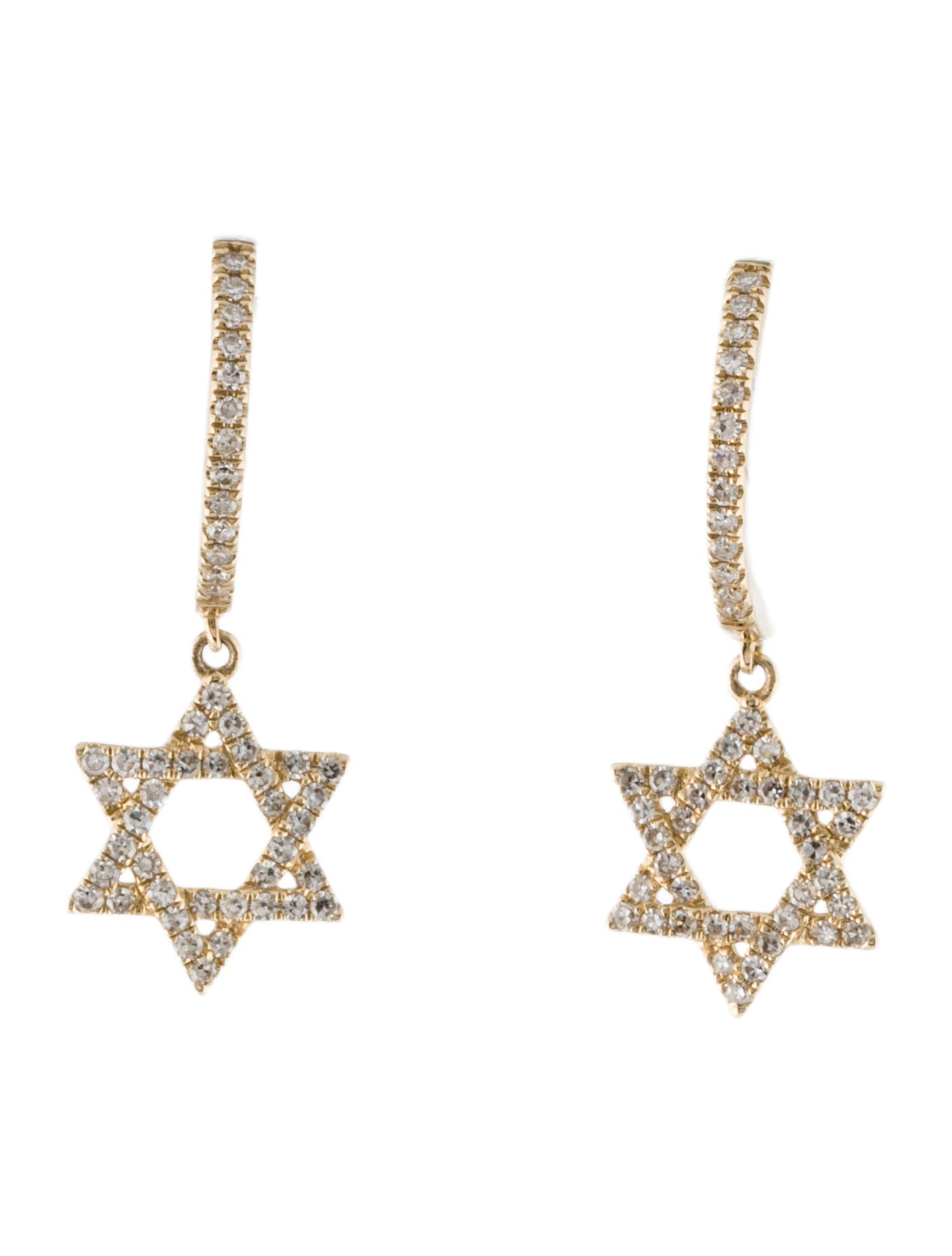 Earrings 14K Diamond Star Of David Drop Earrings
