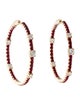 Earrings 14K Ruby & Diamond Inside-Out Hoops