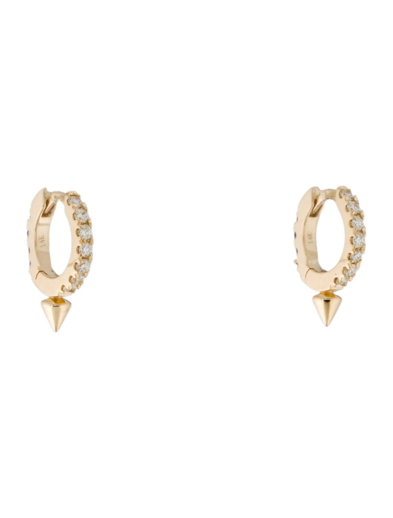 Earrings 14K Sapphire & Diamond Huggie Hoop Earrings