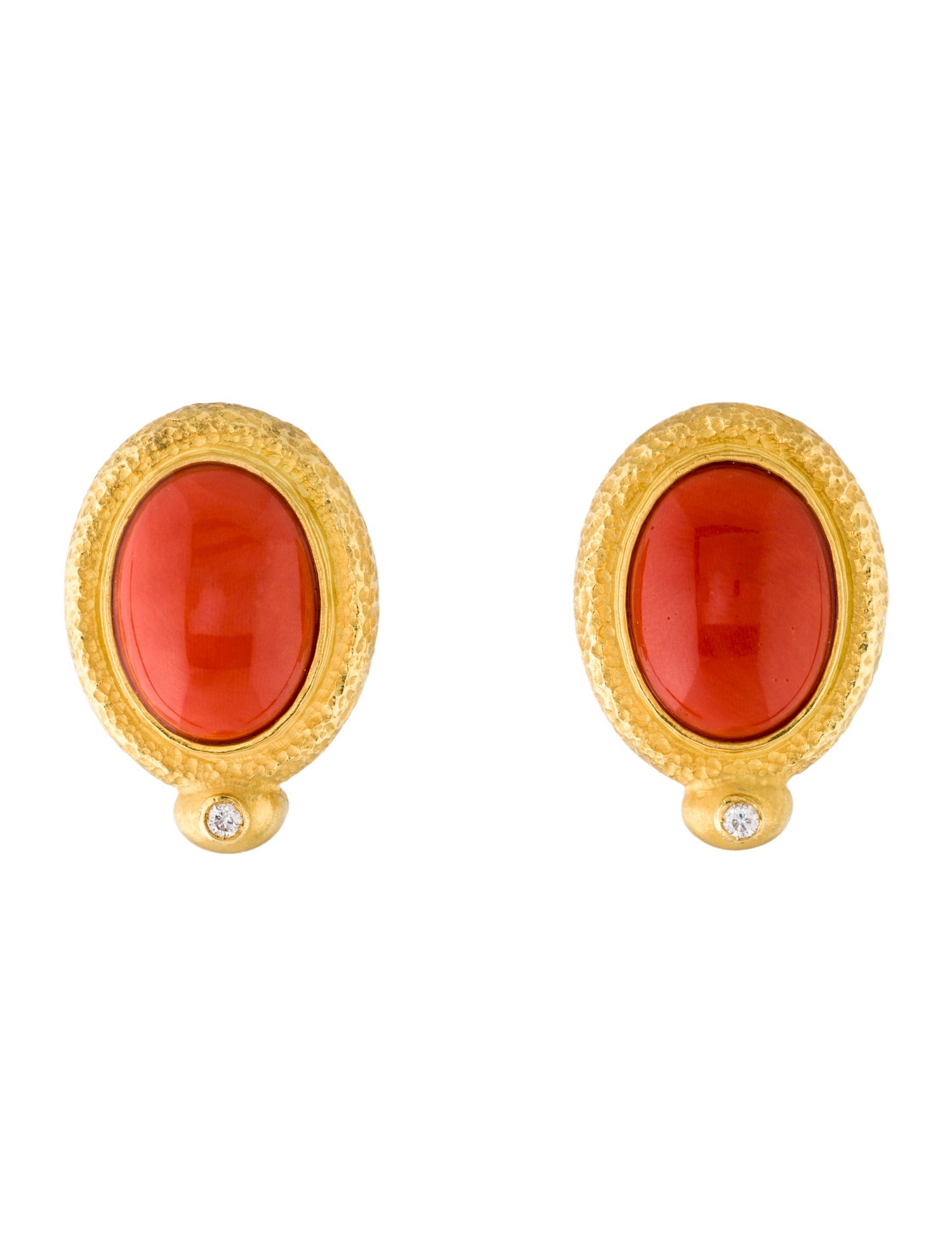 Earrings 18K Coral & Diamond Clip-On Earrings