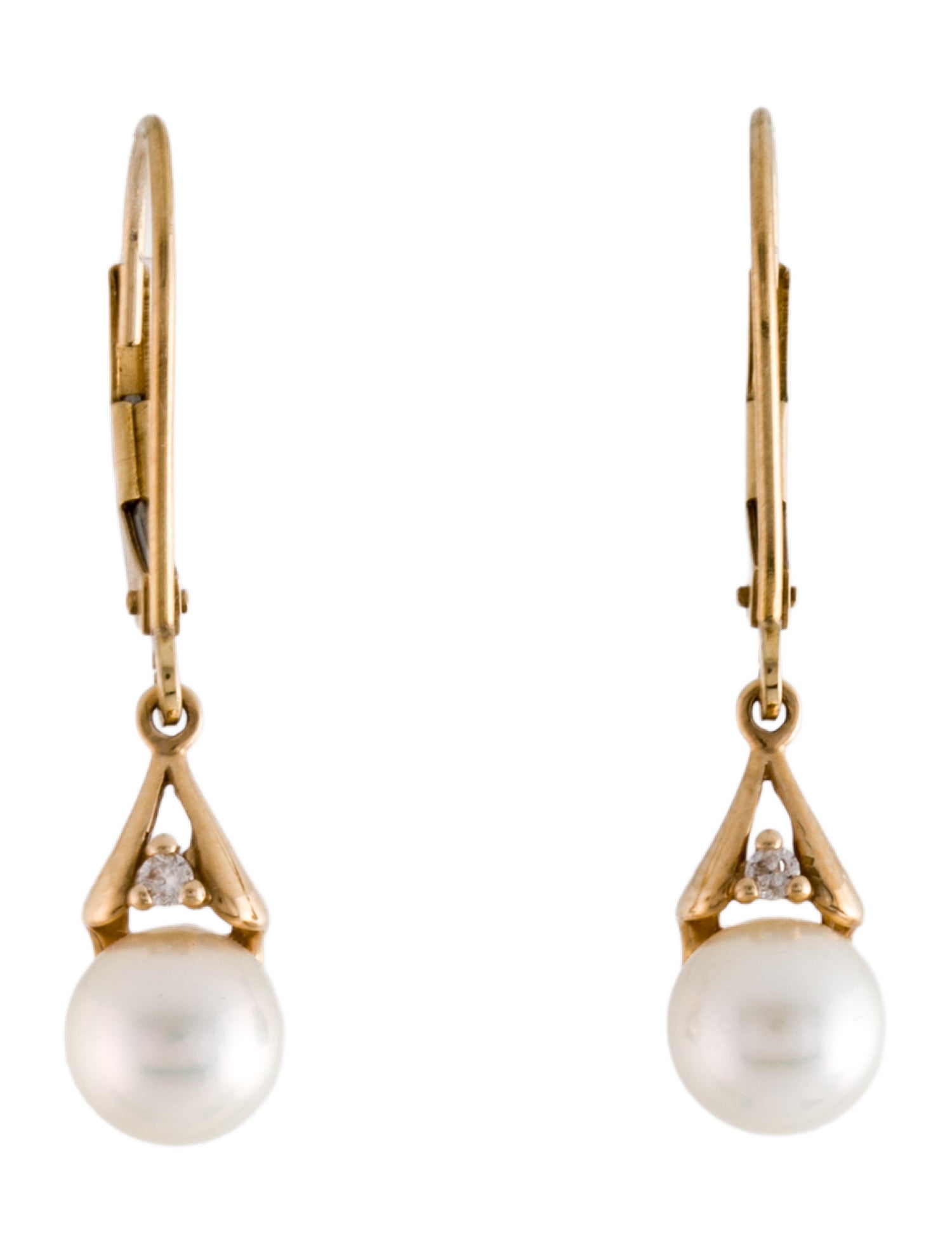 Earrings 14K Pearl & Diamond Drop