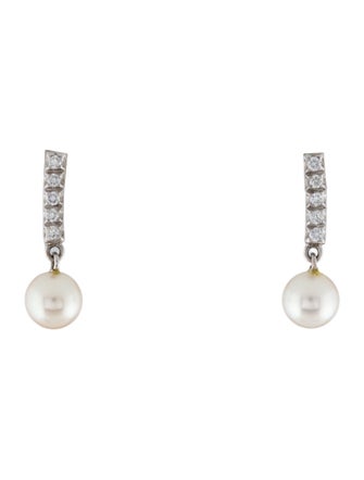 Earrings Pearl & Diamond Drop Earrings