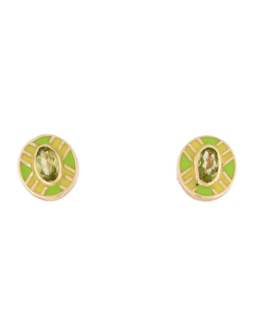 Tara Hirshberg 14K Peridot & Enamel Stud Earrings