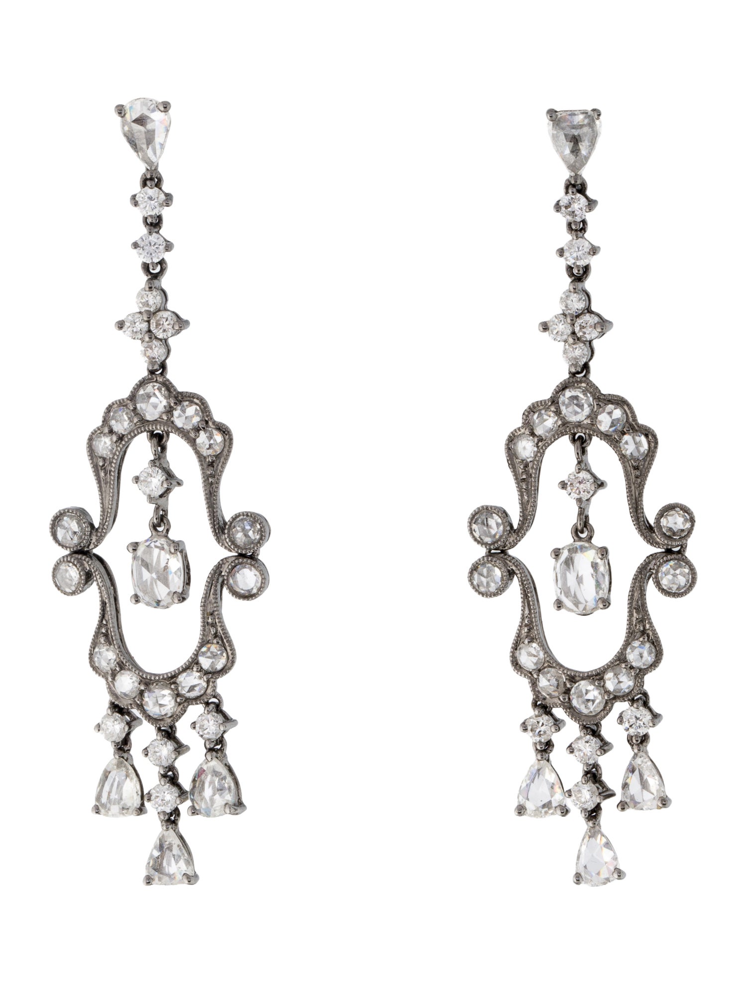 Earrings 18K 2.60ctw Diamond Chandelier