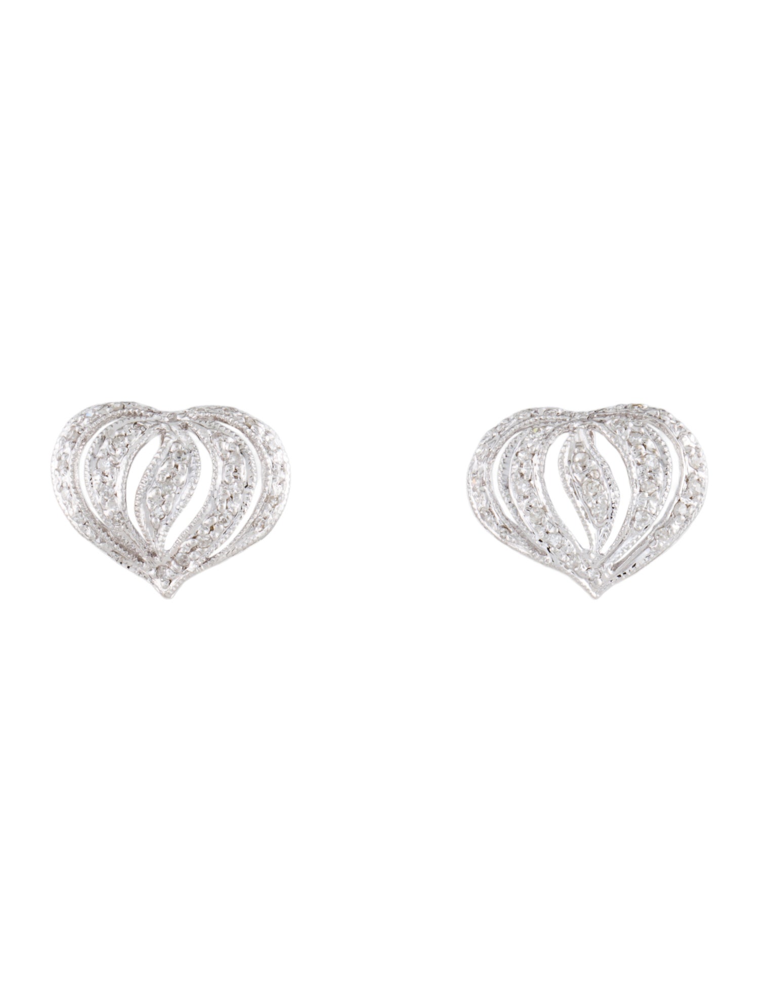 Earrings 14K Diamond Heart Stud Earrings