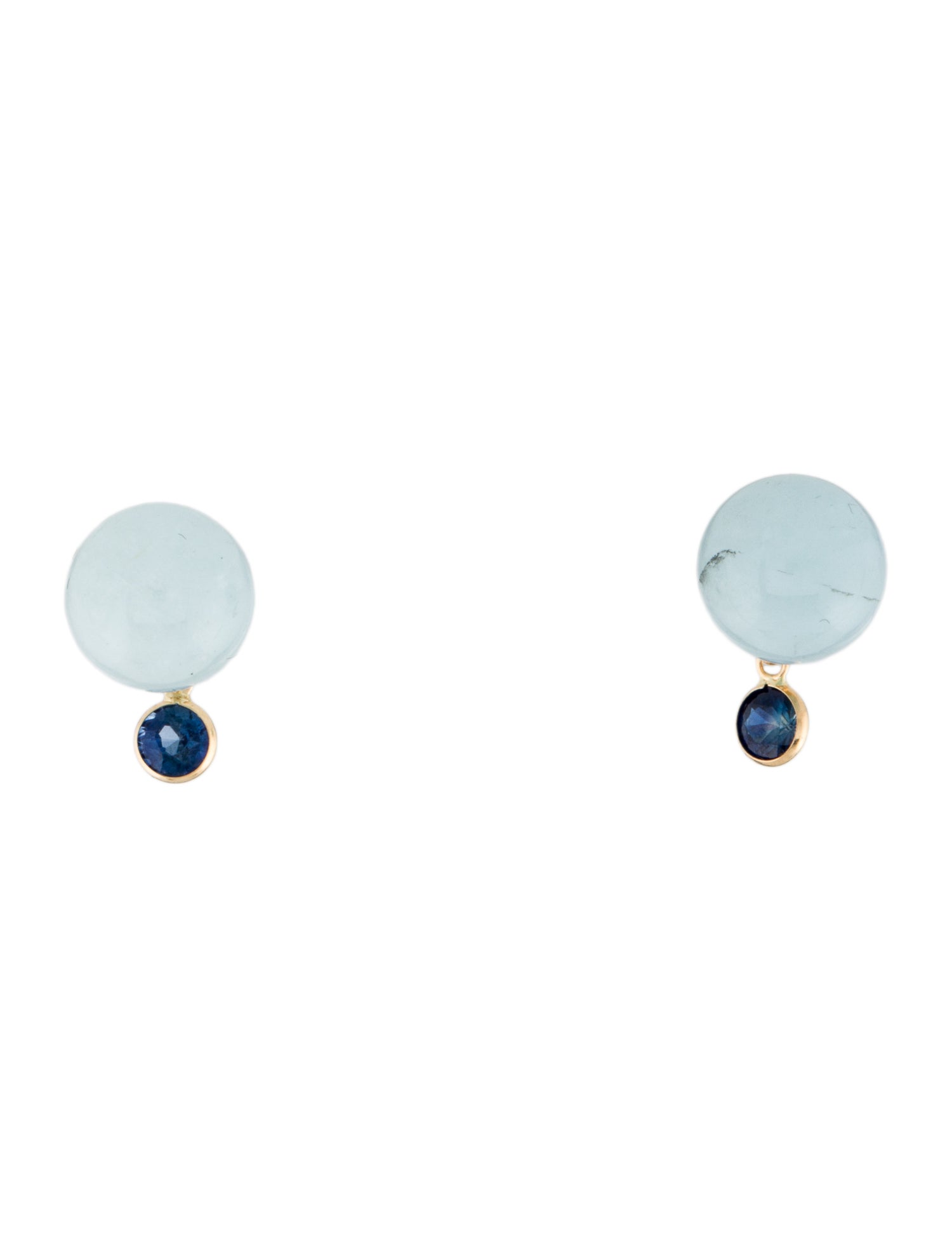 Earrings 14K Aquamarine & Sapphire Drop Earrings