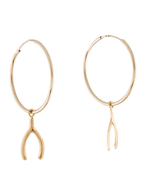 Earrings 14K Lucky Wishbone Hoop Drop Earring