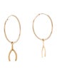 Earrings 14K Lucky Wishbone Hoop Drop Earring