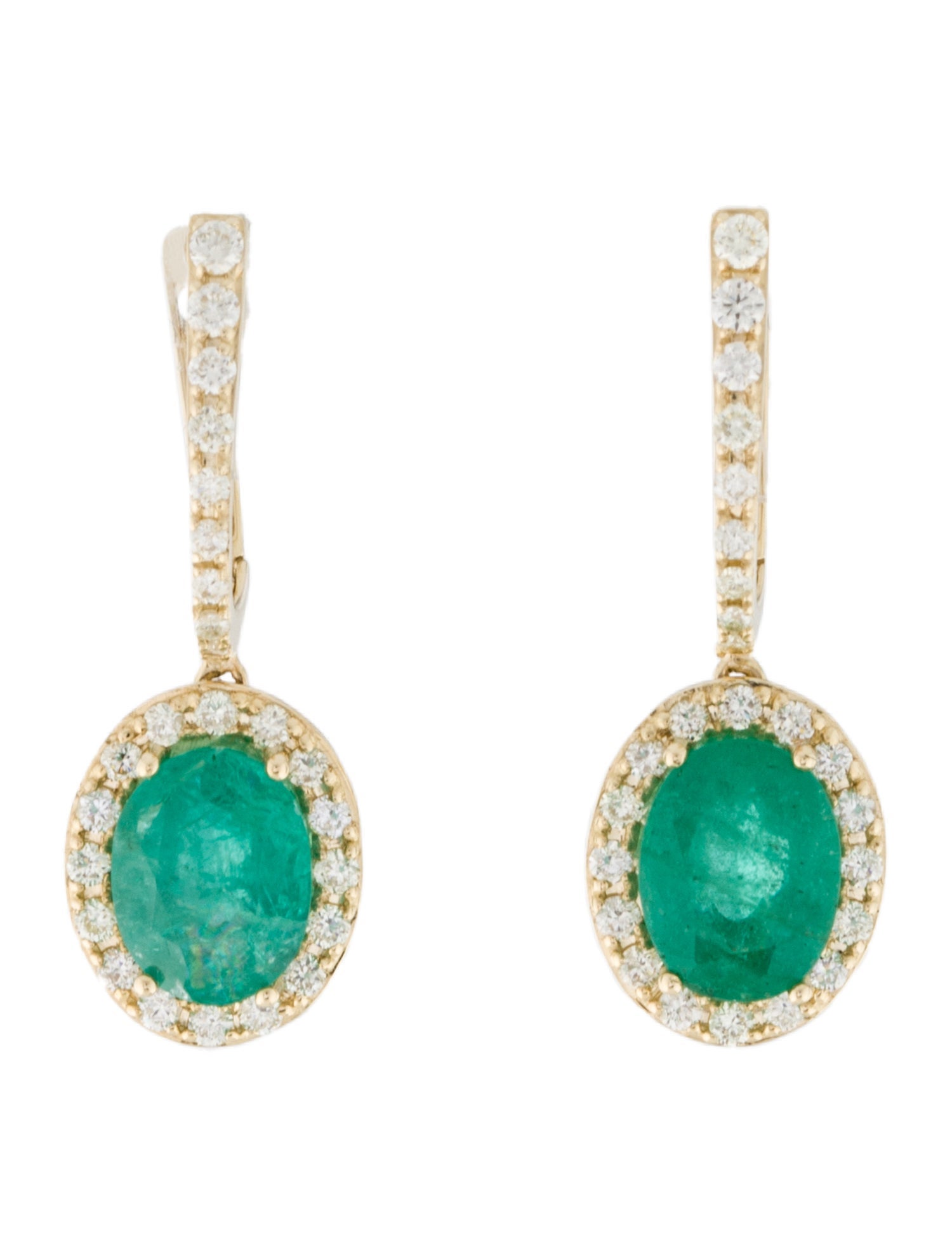 Earrings 14K 2.27ctw Emerald & Diamond Drop Earrings