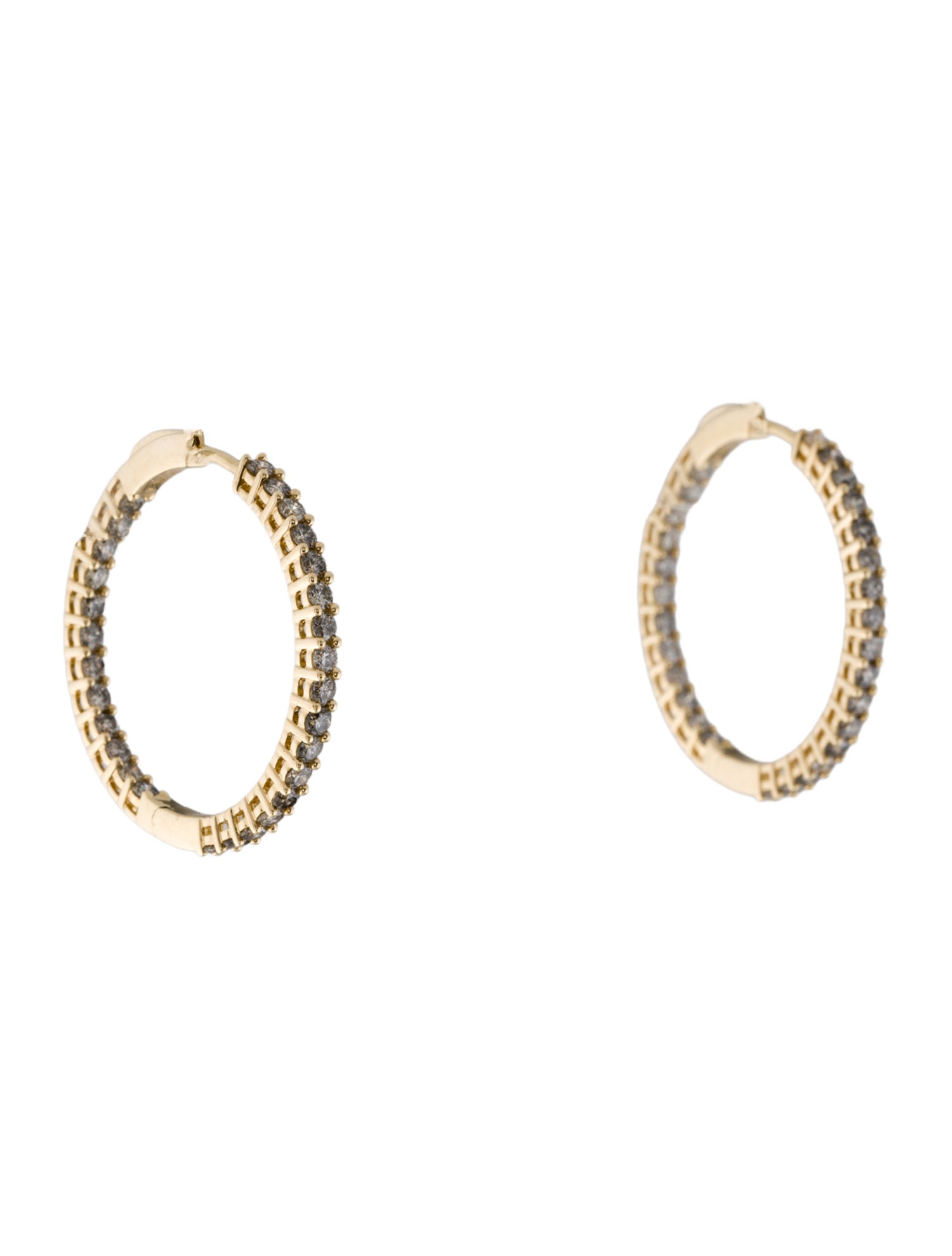 Earrings 14K 2.03 Diamond Inside-Out Hoop Earrings.