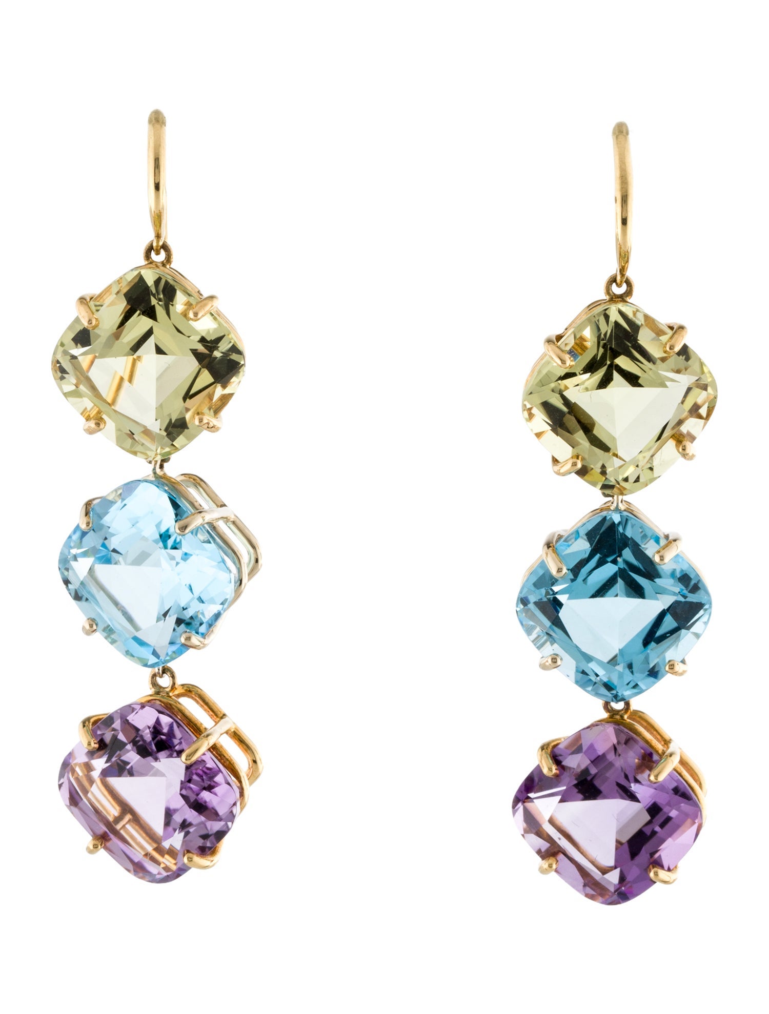 Earrings 18K Amethyst, Topaz & Citrine Drop Earrings