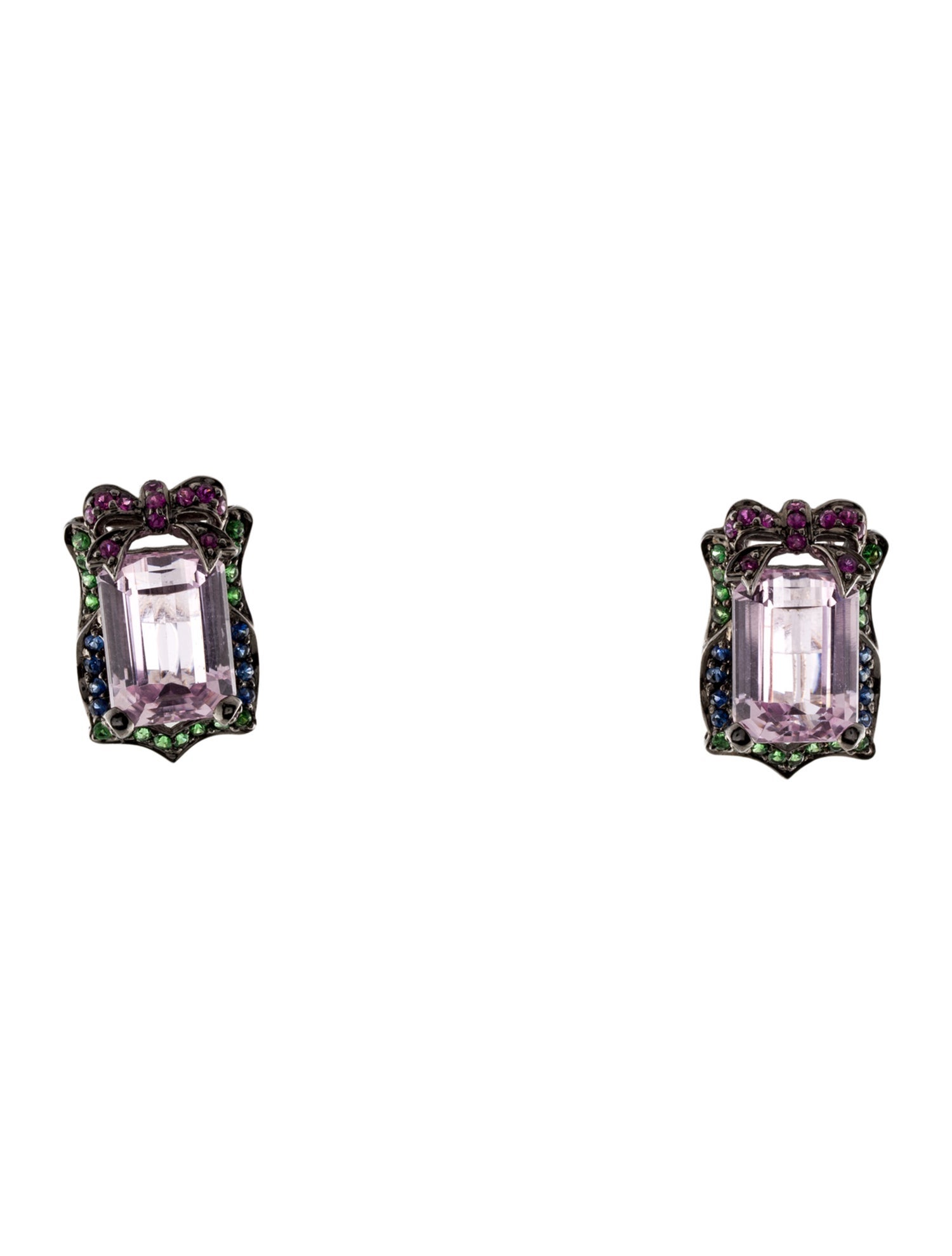 Piranesi 18K Kunzite & Multistone Earclips