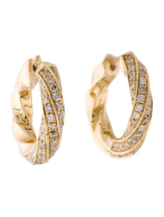 Earrings 14K 1.50ctw Diamond Pavé Twist Hoop Earrings