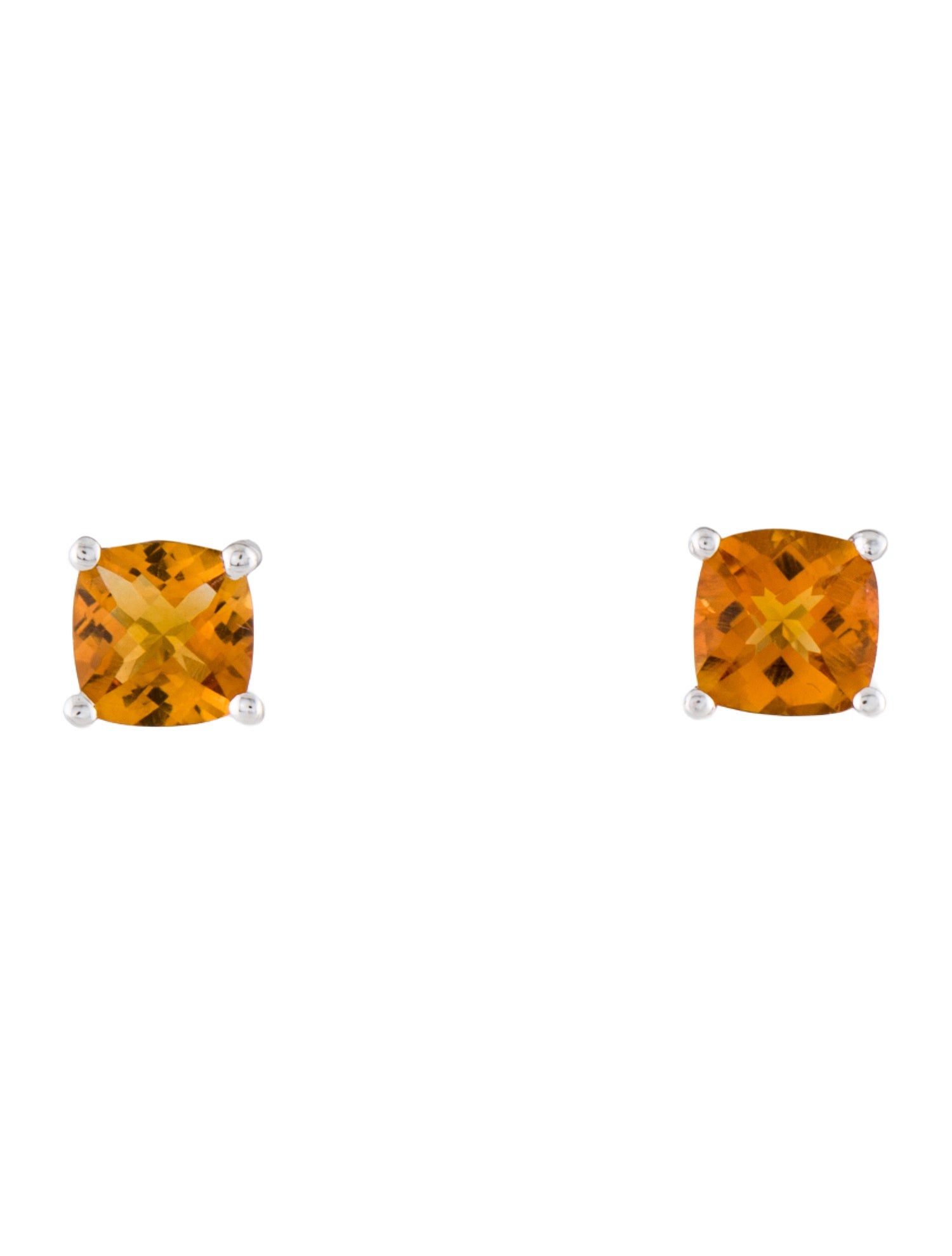 Earrings 10K Citrine & Diamond Stud Earrings