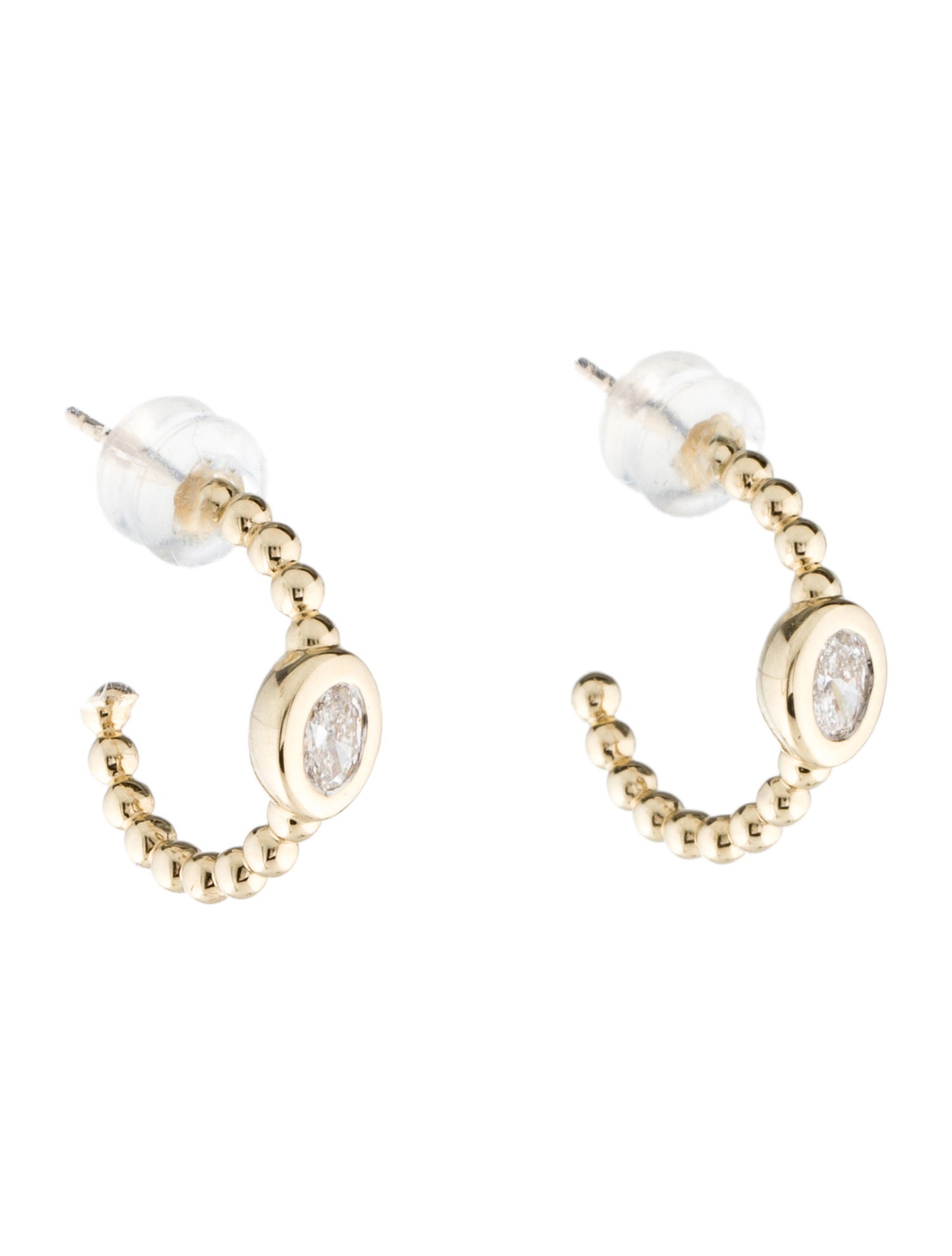 Earrings 14K Lab-Grown Beaded Huggie Earrings