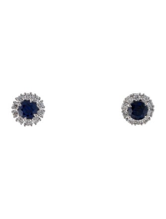 Earrings 14K Sapphire & Diamond Stud Earrings