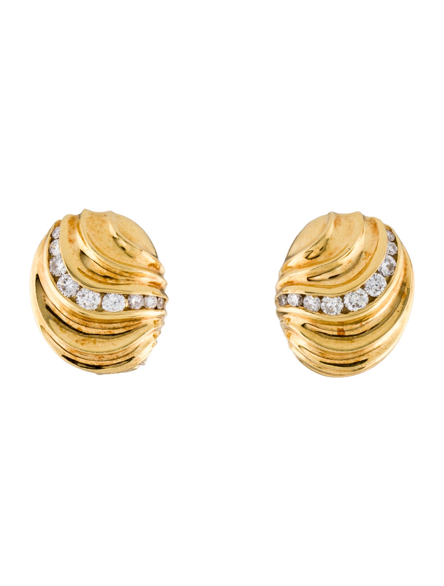 Earrings 18K Diamond Sculpted Earclip Earrings