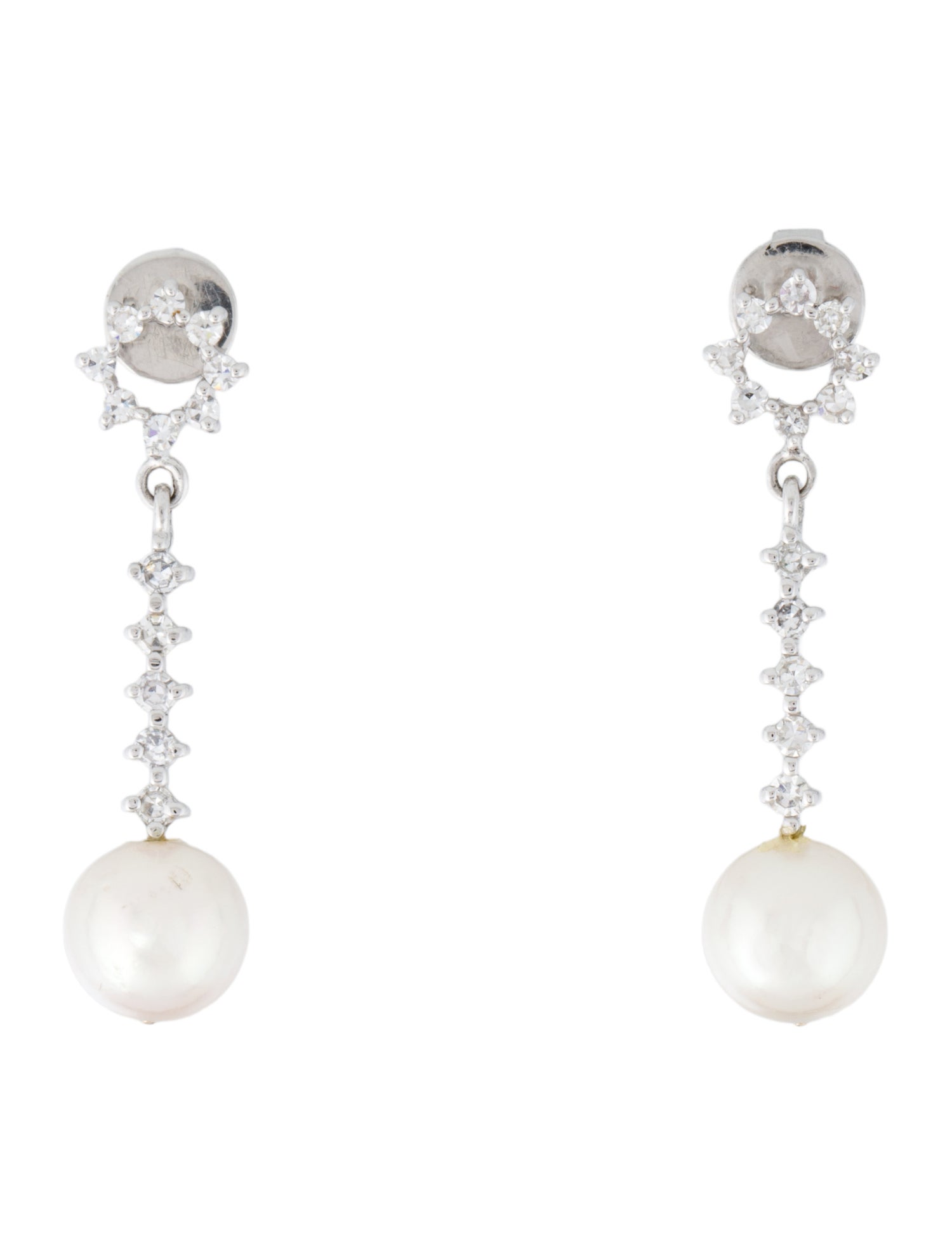 Earrings 14K Pearl & Diamond Drop Earrings