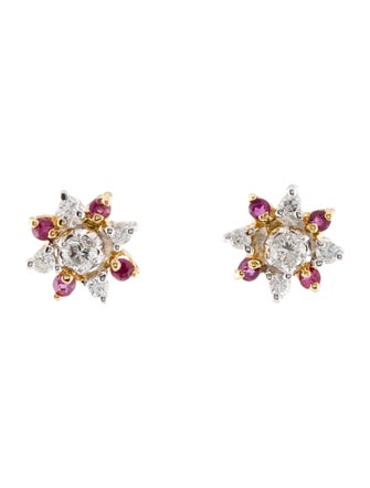 Earrings Diamond & Ruby Convertible Stud Earrings