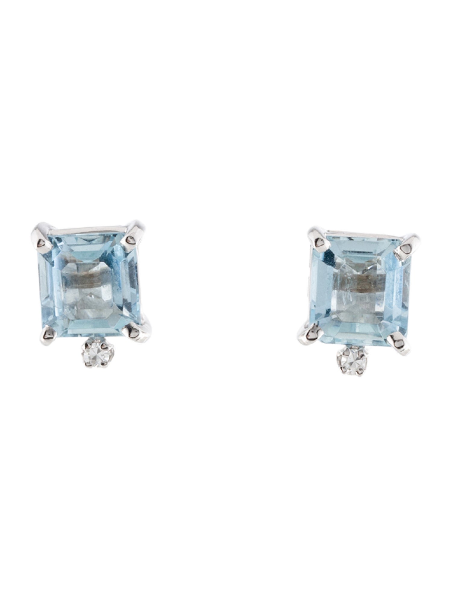 Earrings 18K Aquamarine & Diamond Stud