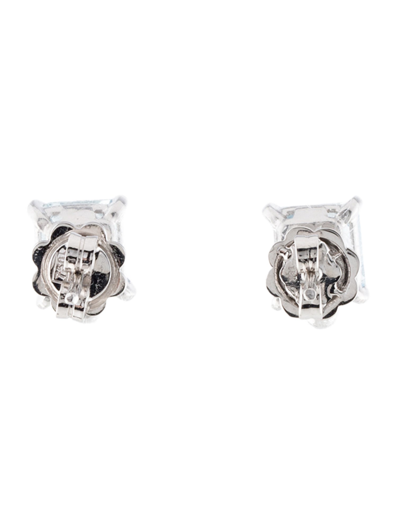 Earrings 18K Aquamarine & Diamond Stud Earrings