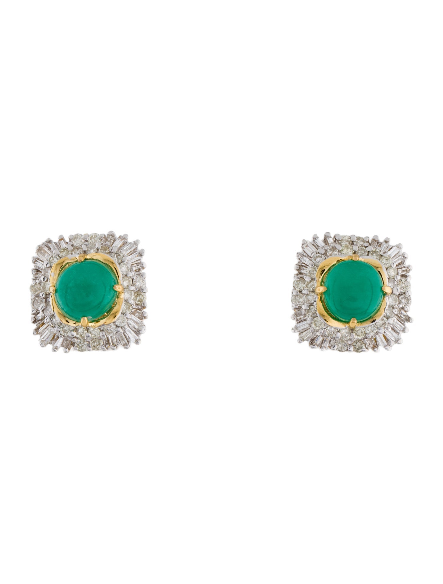 Earrings 14K 3.95ctw Emerald & Diamond Stud