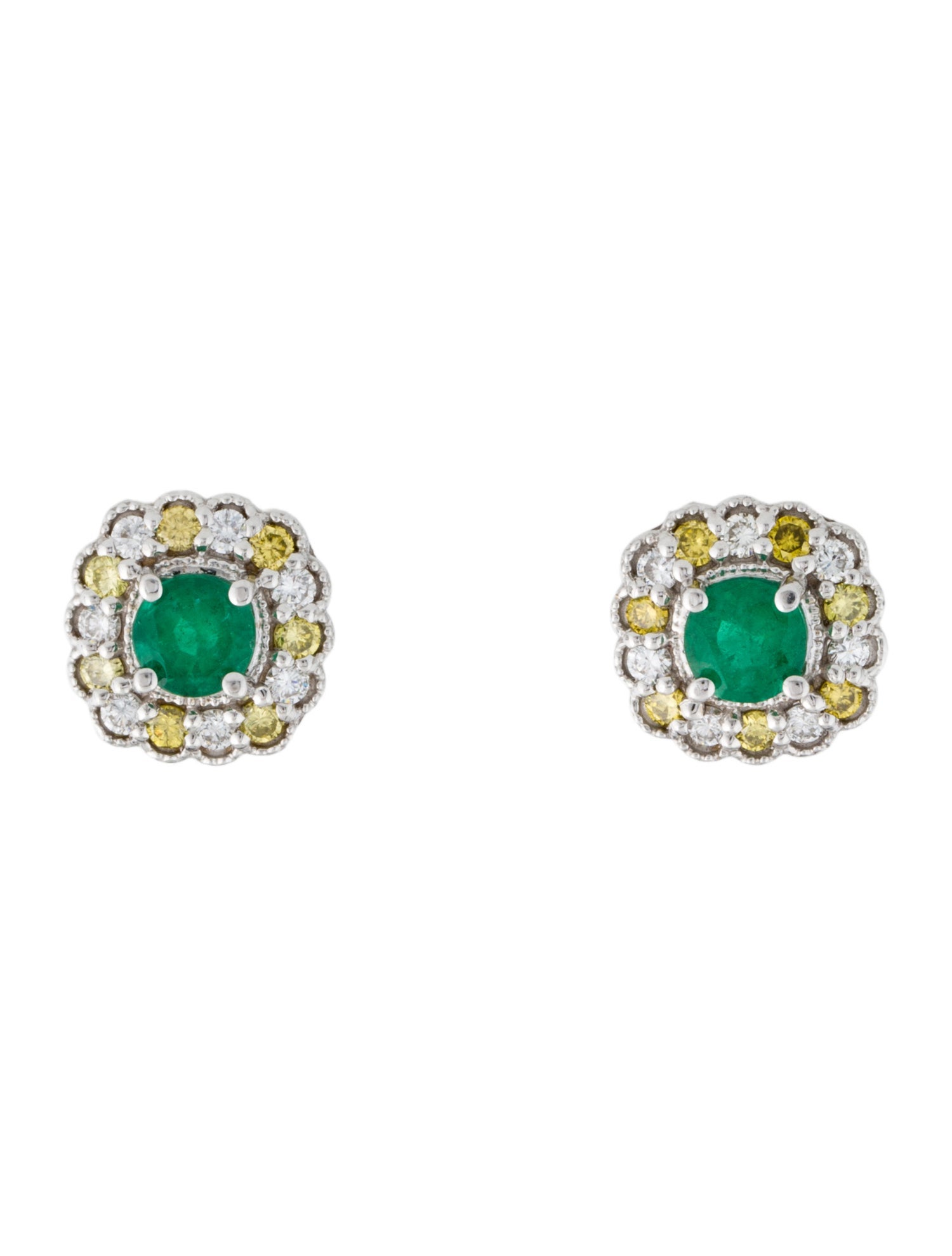 Earrings 14K 1.13ctw Emerald & Diamond Earclips