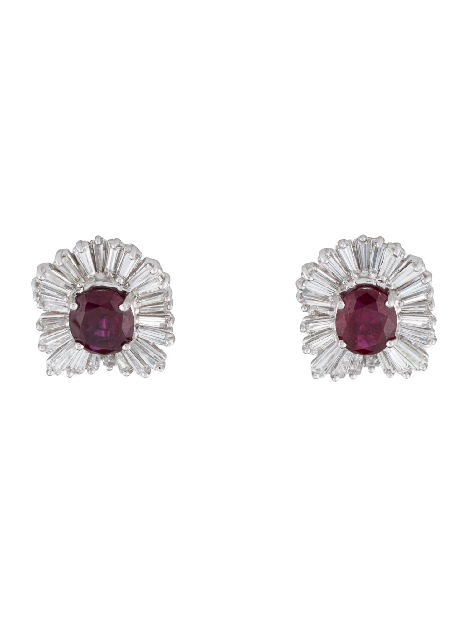 Earrings 14K 3.75ctw Unheated Thai Ruby & 1.69ctw Diamond Earclips