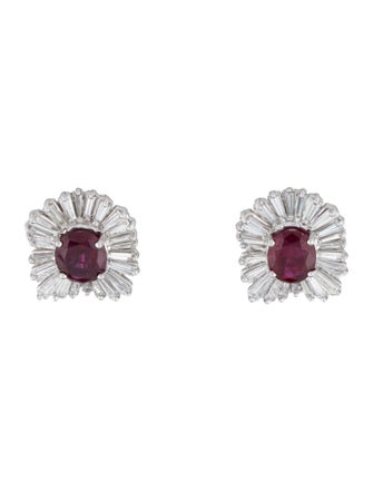 Earrings 14K 3.75ctw Unheated Thai Ruby & 1.69ctw Diamond Earclips