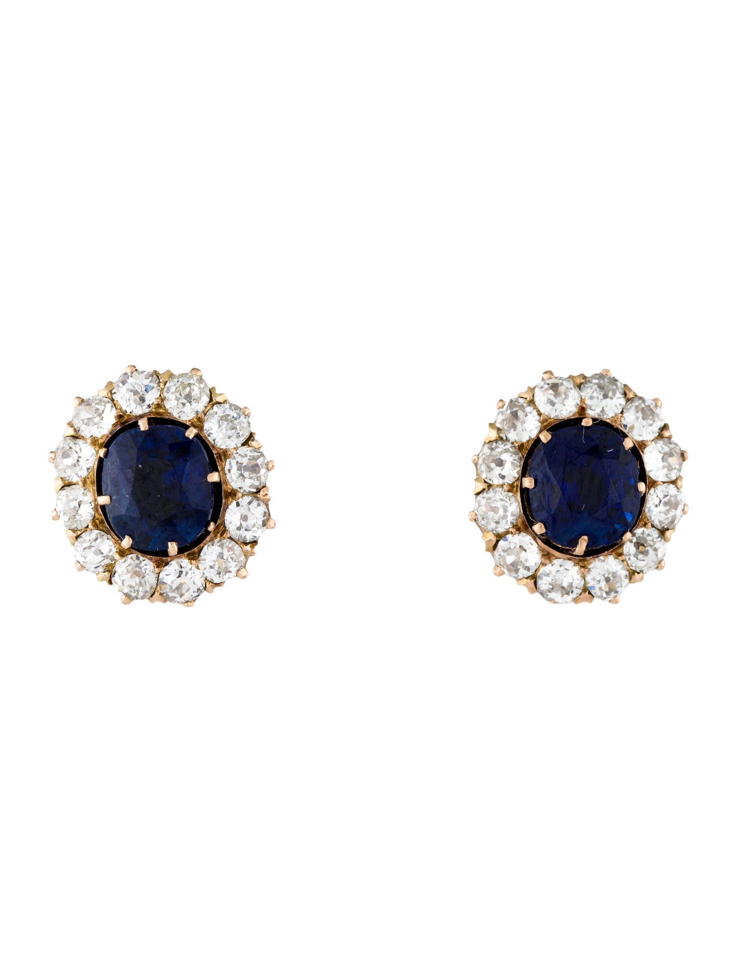 Earrings 14K 2.70ctw Unheated Sapphire & 1.44ctw Diamond Stud