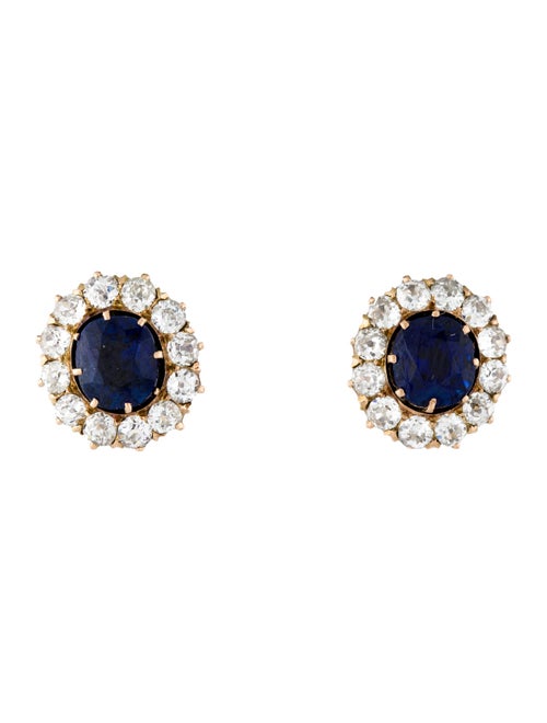 Earrings 14K 2.70ctw Unheated Sapphire & 1.44ctw Diamond Stud Earrings