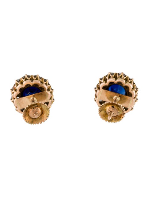 Earrings 14K 2.70ctw Unheated Sapphire & 1.44ctw Diamond Stud Earrings