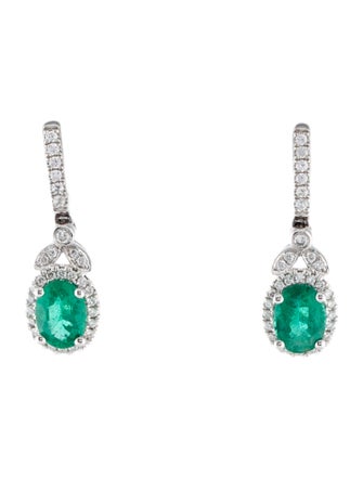 Earrings 14K 1.28ctw Emerald & Diamond Drop Earrings
