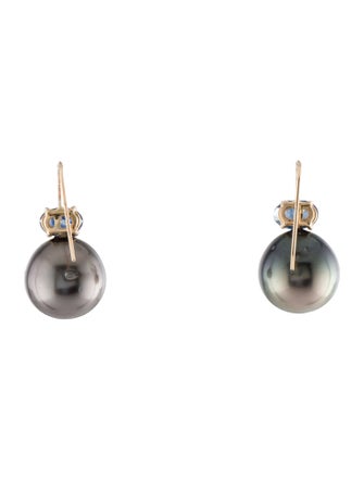 Earrings 14K Pearl & Sapphire Drop Earrings
