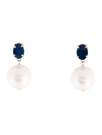 Earrings 14K Pearl & Opal Doublet Drop Earrings