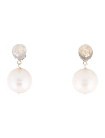 Earrings 14K Pearl & Opal Doublet Drop Earrings
