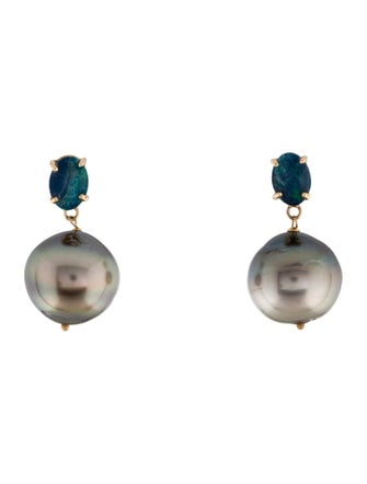 Earrings 14K Pearl & Opal Drop Earrings
