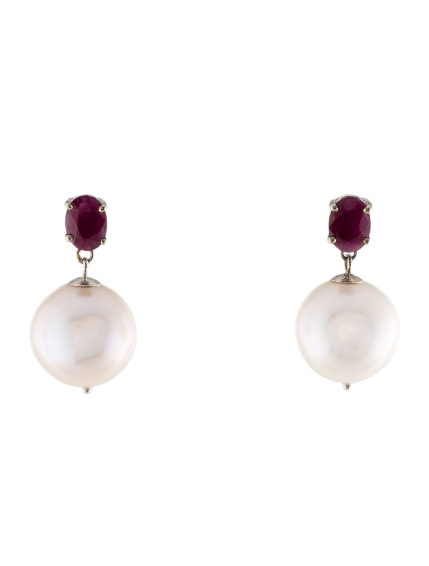 Earrings 14K Pearl & Ruby Drop