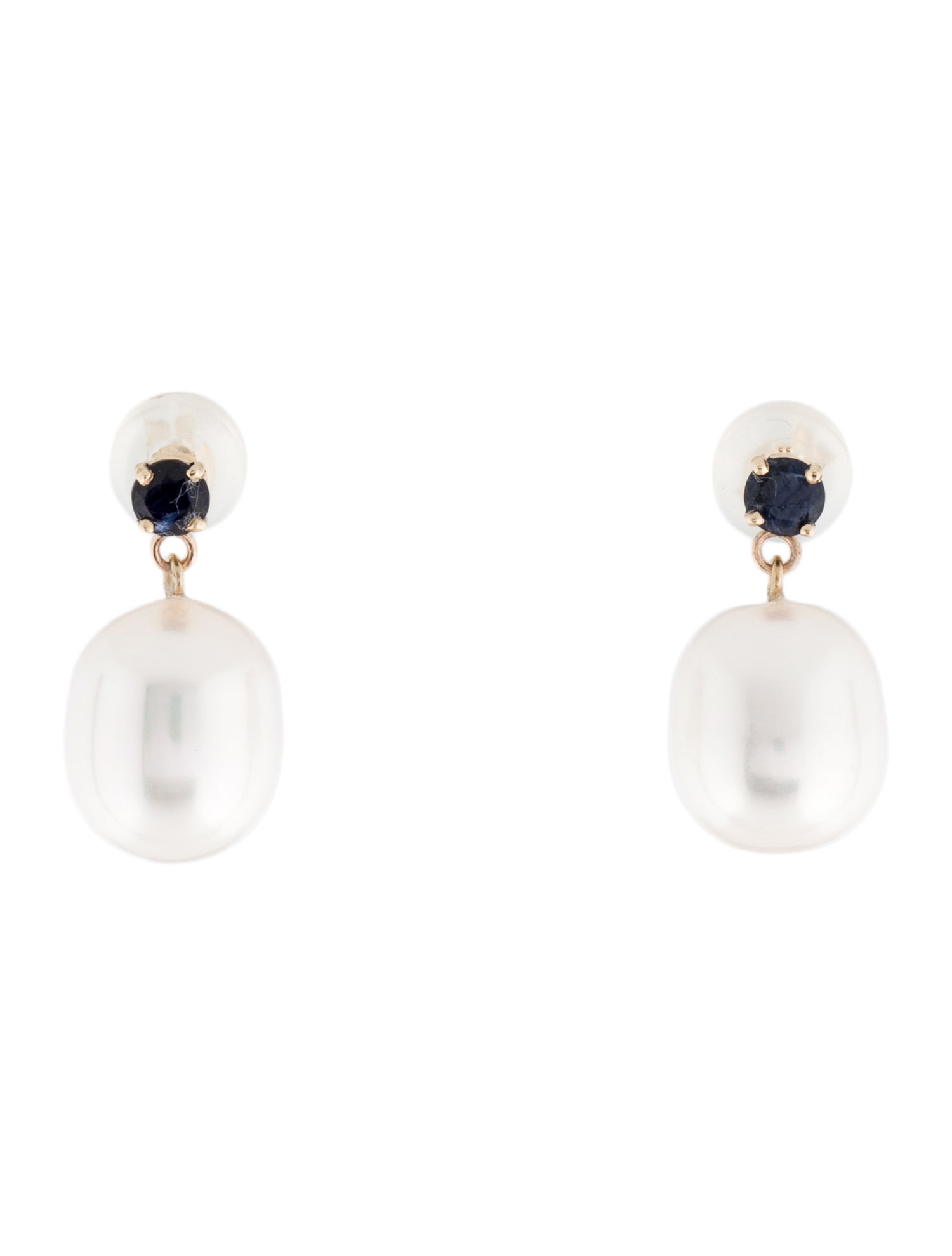 Earrings 14K Pearl & Sapphire Drop