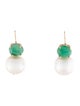 Earrings 14K Pearl & Emerald Drop Earrings