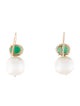 Earrings 14K Pearl & Emerald Drop Earrings
