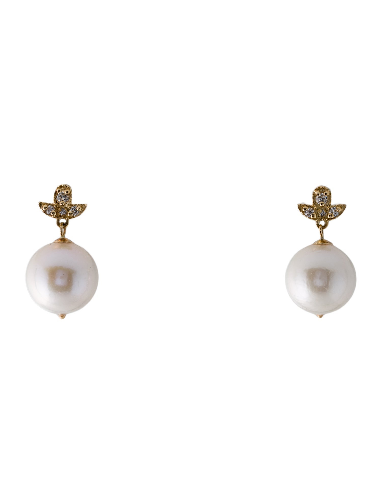 Earrings 14K Pearl & Diamond Drop Earrings