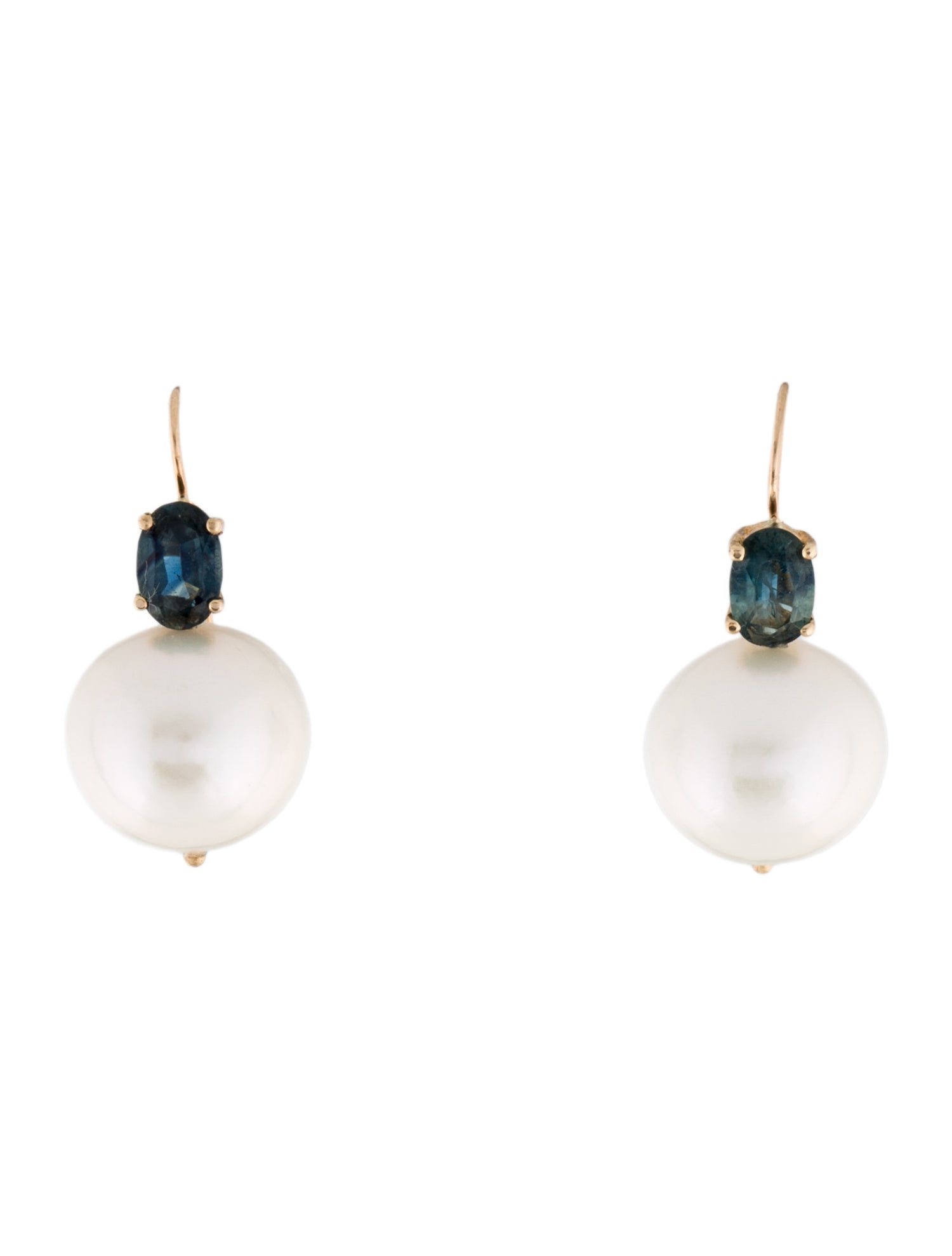 Earrings 14K Pearl & Sapphire Drop