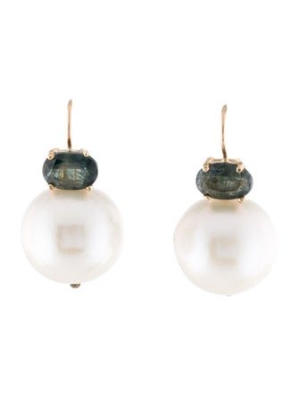 Earrings 14K Pearl & Sapphire Drop Earrings
