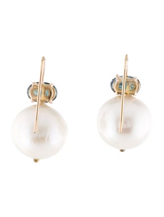 Earrings 14K Pearl & Sapphire Drop Earrings