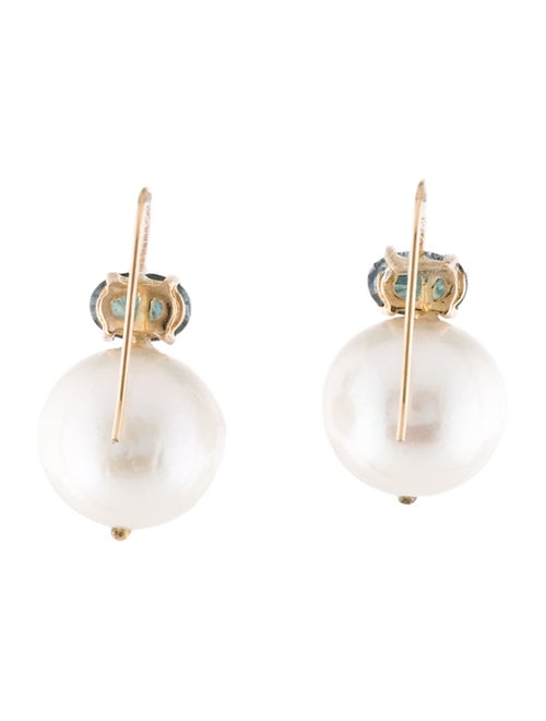 Earrings 14K Pearl & Sapphire Drop Earrings
