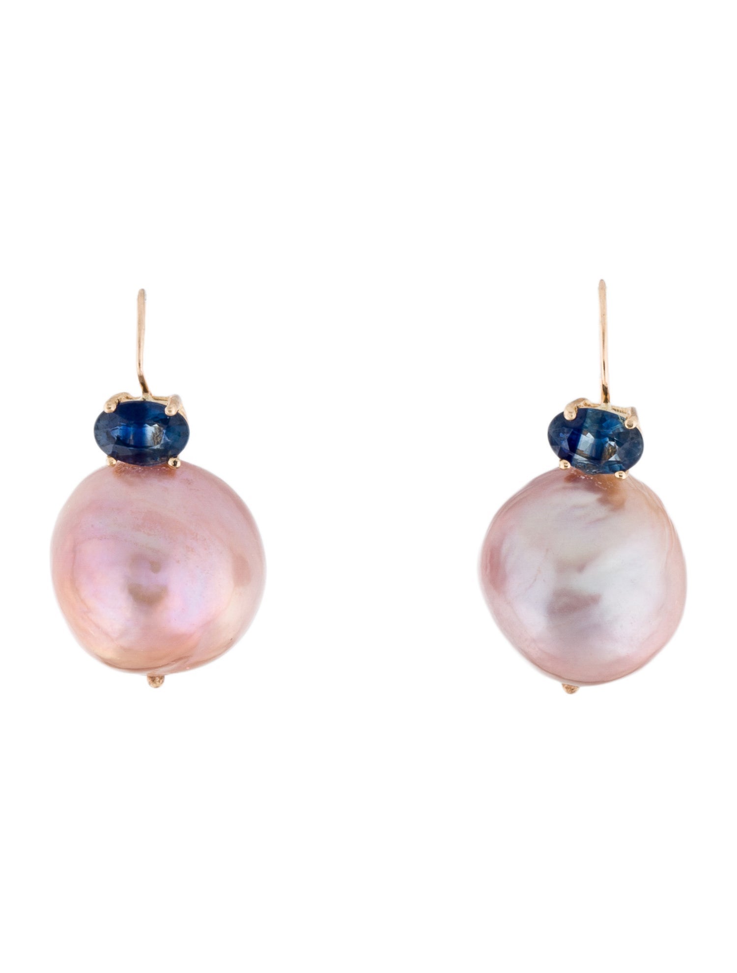 Earrings 14K Pearl & Sapphire Drop