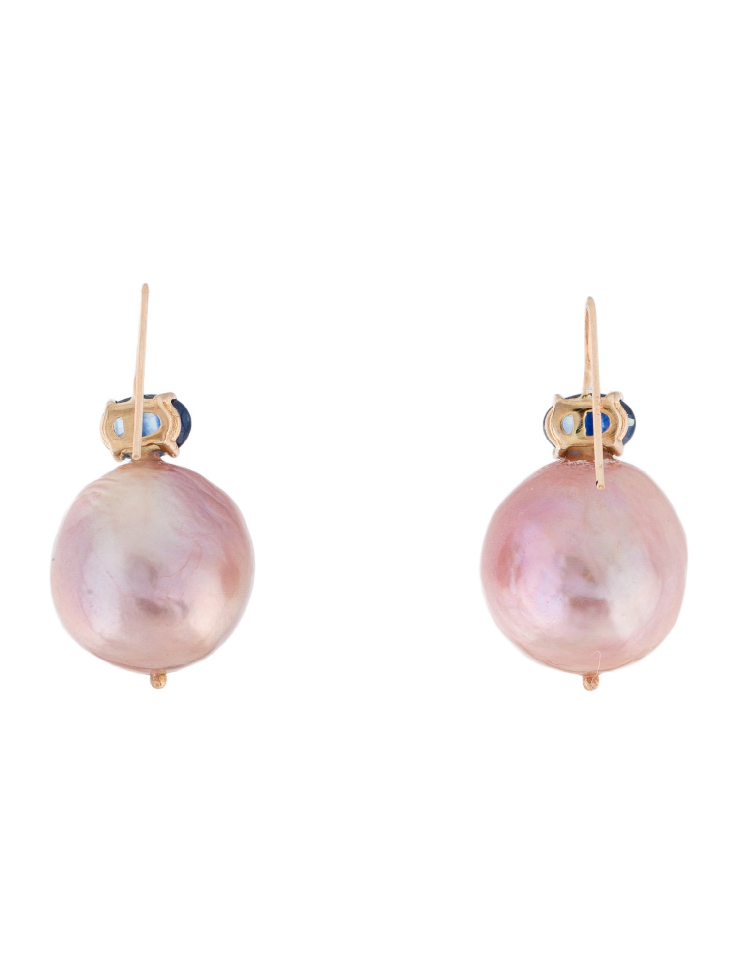 Earrings 14K Pearl & Sapphire Drop Earrings