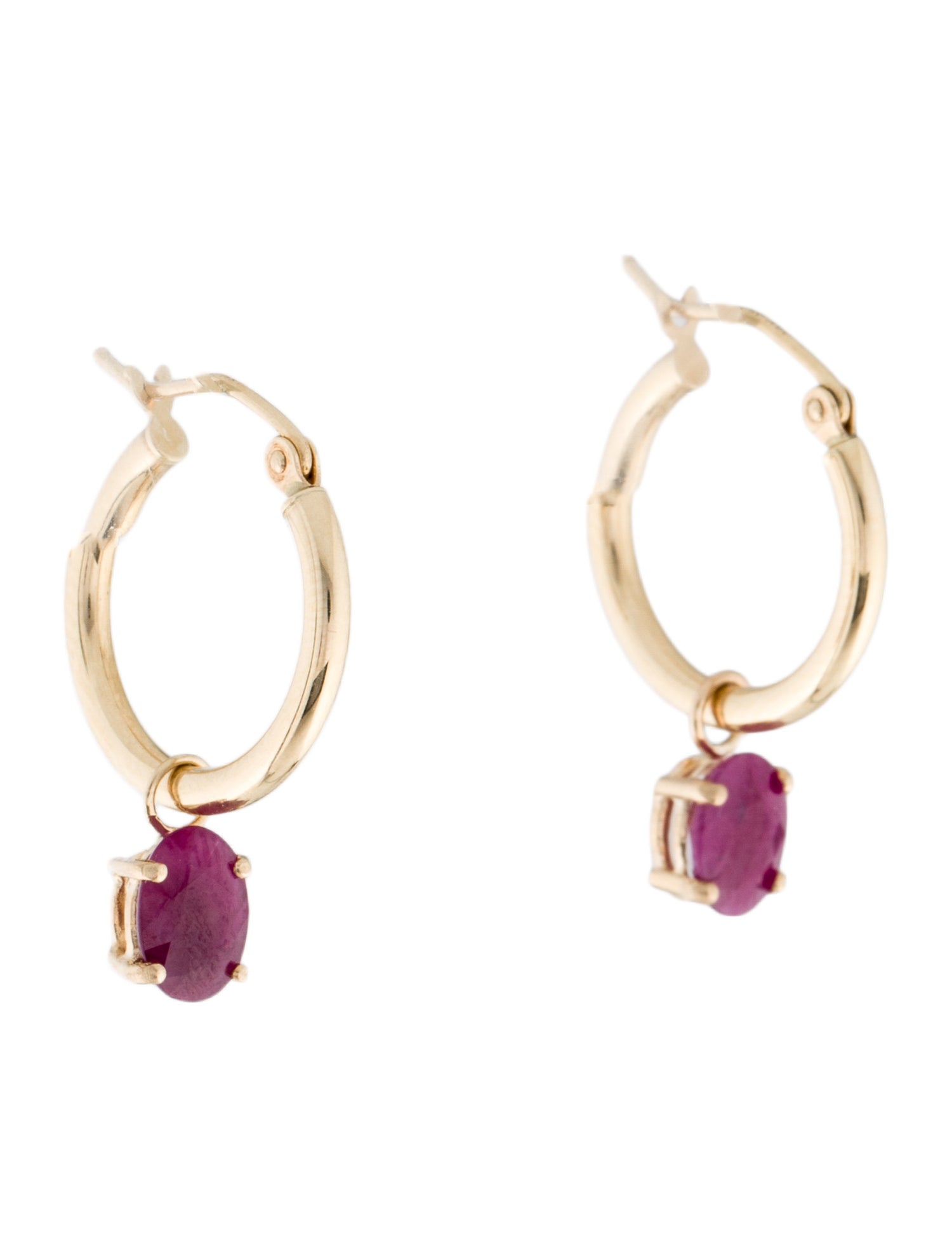Earrings 14K 1.74ctw Ruby Drop Hoop Earring